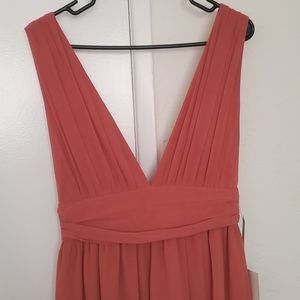 Lulu Rosy Peach Maxi Dress, thigh slit Size M
